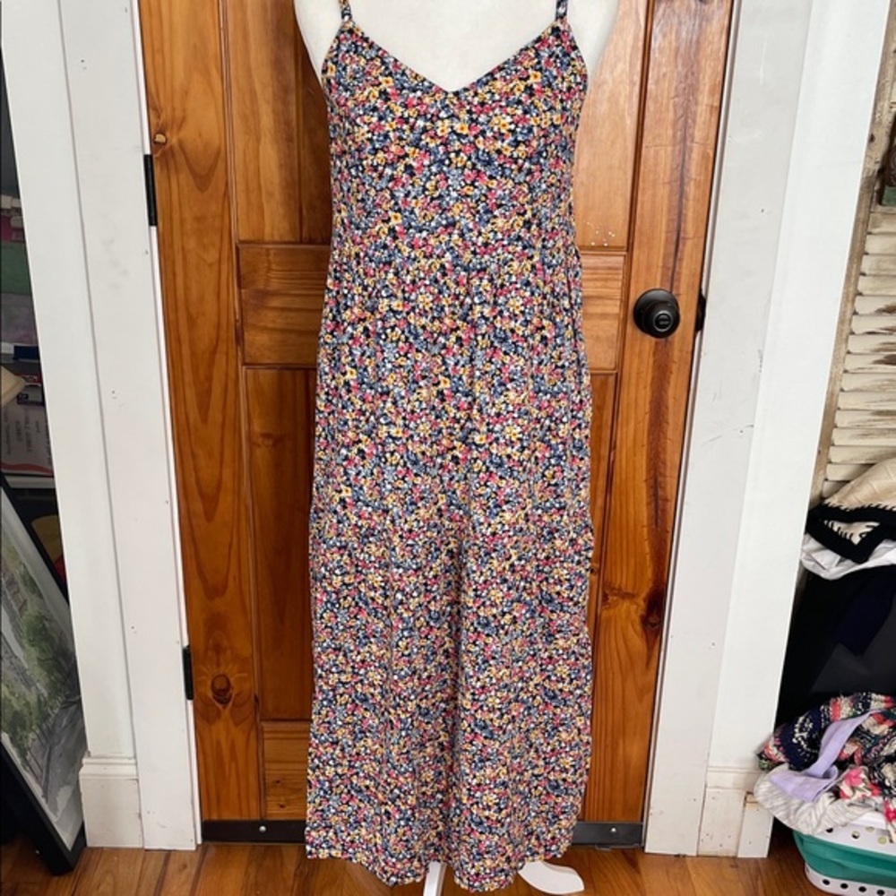 Old Navy Cami Floral Sundress Small Tiered midi maxi Floral pink yellow blue